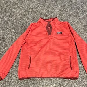 L.L. Bean Orangey Red Pullover with Maroon Trim
